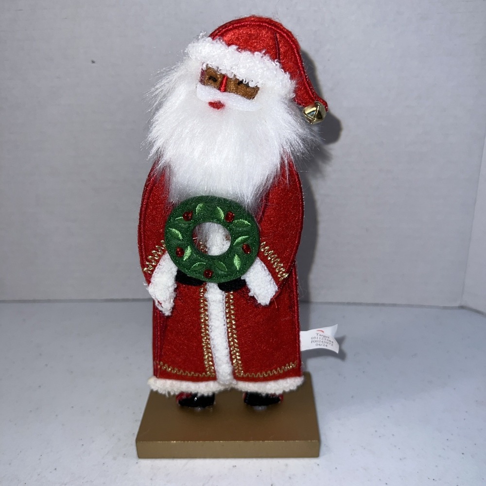 2024 Target Wondershop Fabric & Wood African American Santa Christmas Mantle NEW